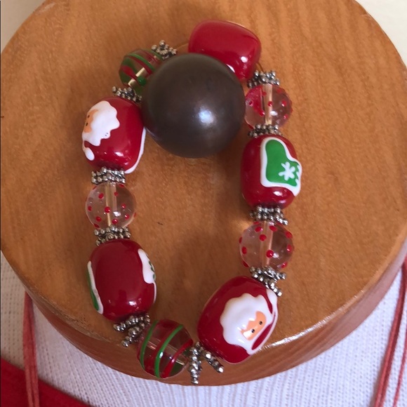 Christmas Jewelry Set Hand painted necklace, bracelet, & earrings - Picture 4 of 4